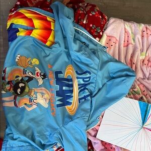 Light Blue Graphic Space Jam Kids Hoodie Jacket